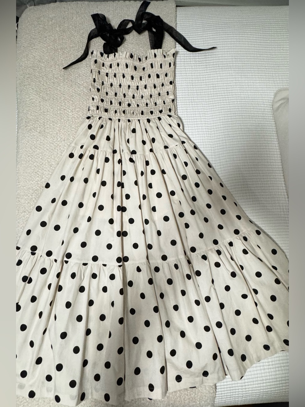 En Saison | Cream with Black Polka Dots Dress - Picture 3 of 5
